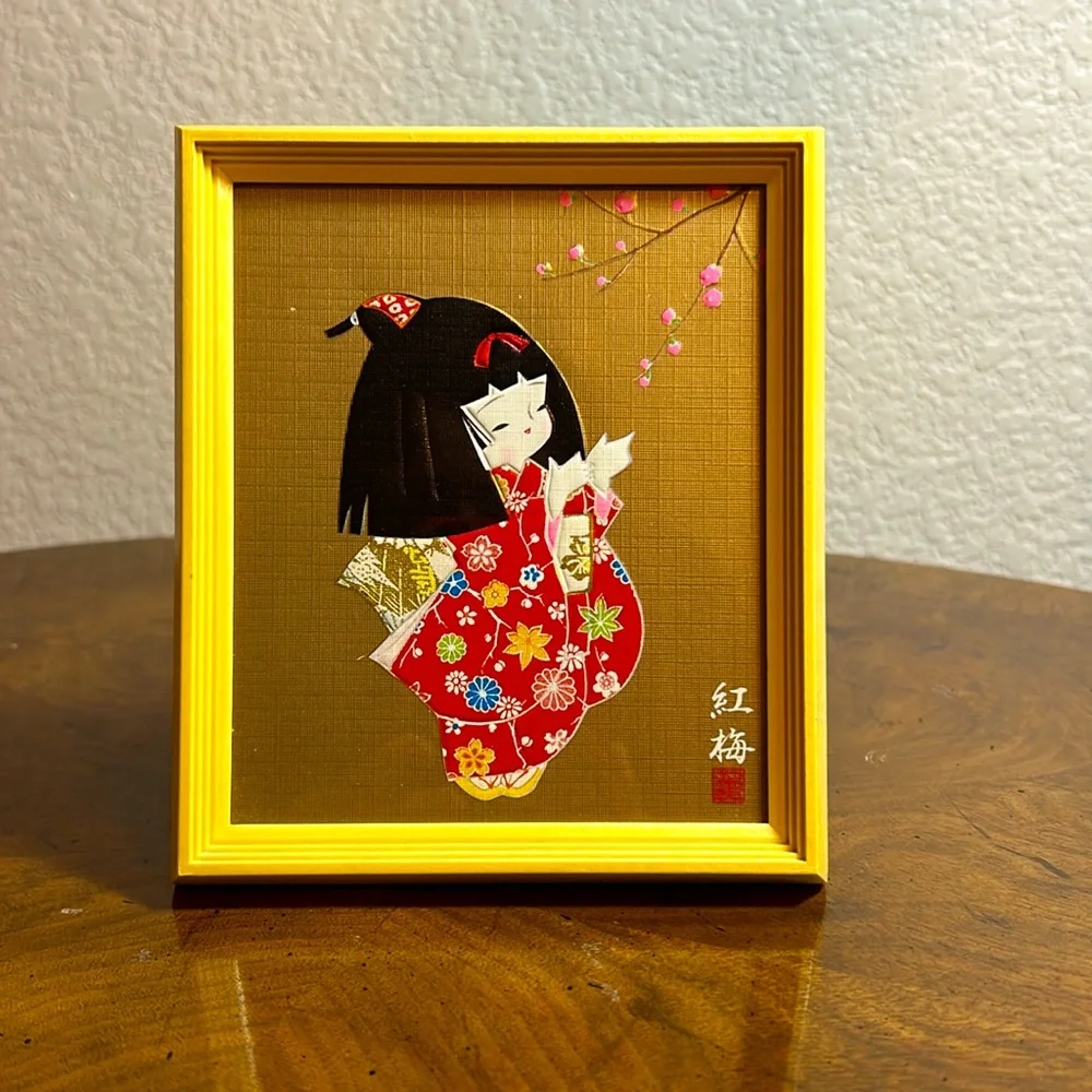 Japanese Oshie Geisha Young Girl Paper Art Craft